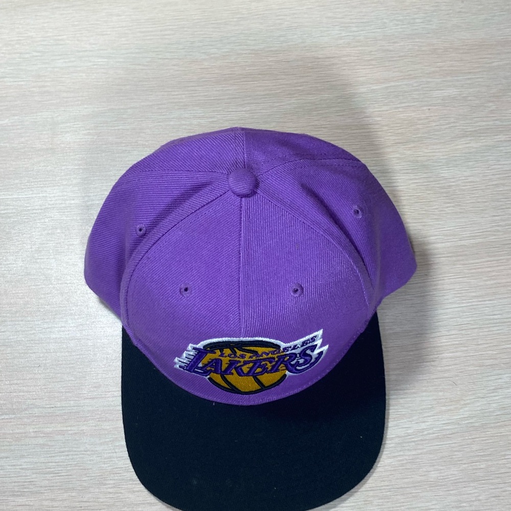 Mitchell & Ness Los Angeles Lakers Snapback Hat Cap Purple/Black/Pink Bottom - Picture 7 of 7